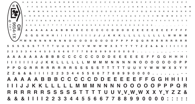 9654-12-DT-CS Black Helvetica Bold Combined Alphabet