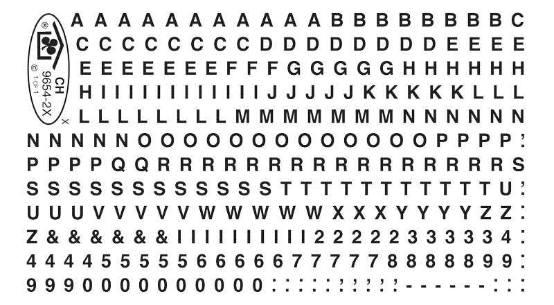 9654-22-DT-CH Black Helvetica Bold 1/8" Alphabet