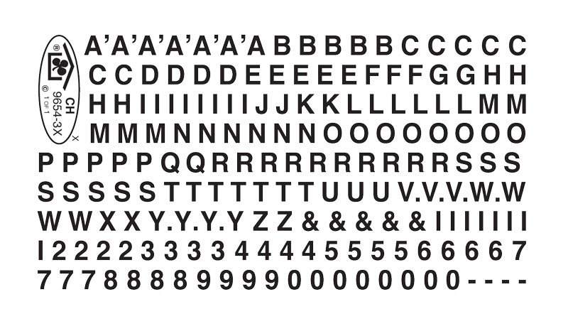 9654-39-DT-CH Green Helvetica Bold 3/16" Alphabet