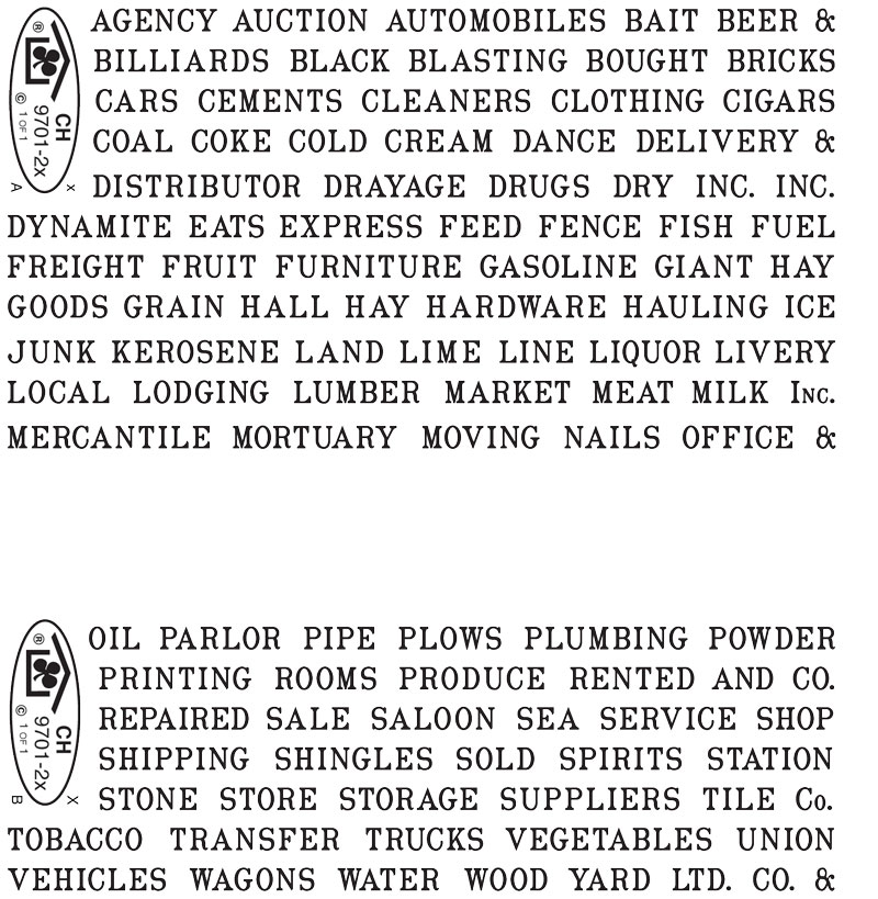 9701-22-DT-CH Black 1/8\" Roman Words For Business Signs
