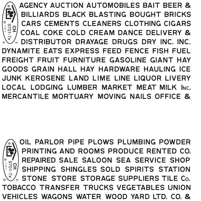 9701-72-DT-CH Black 1/8" Gothic Words For Business Signs