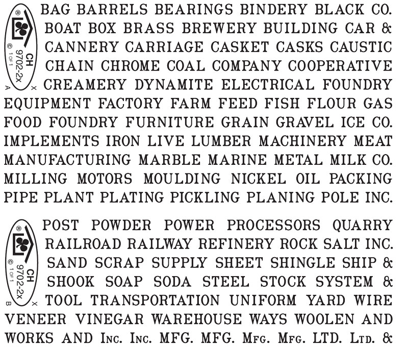 9702-22-DT-CH Black 1/8" Roman Words For Industry Signs