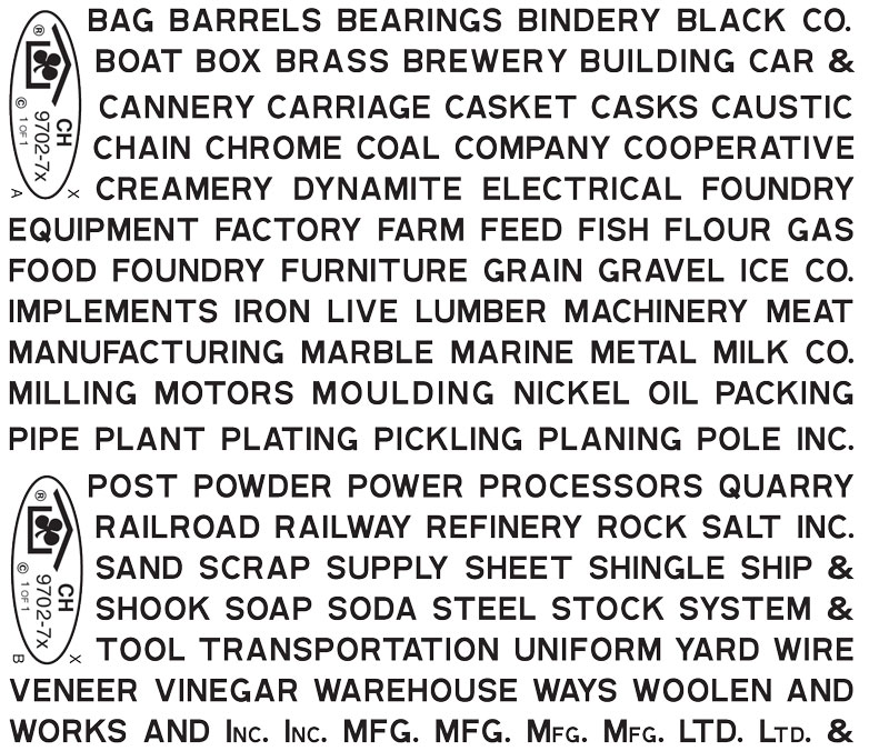 9702-71-DT-CH White 1/8" Gothic Words For Industry Signs